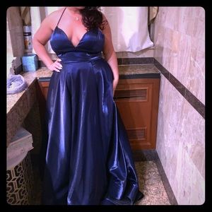 Beautiful Sherry Hill Shimmer Royal Blue Gown